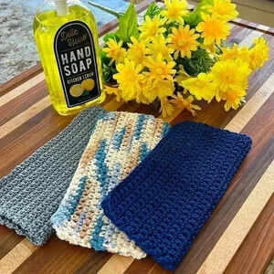 100% Cotton Handmade Washcloth, Set of 3